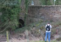 View west from the A6106 at Melville Gate on 22 February 2014 showing the original tunnel used by the Edinburgh and Dalkeith Railway. The replacement tunnel on the realigned route is off picture to the right. For a view including both tunnels [see image 46447]. <br><br>[John Furnevel 22/02/2014]