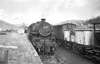 Ivatt 2-6-0 43049 takes a break from shunting activities at Langholm on 29 March 1965, having arrived from Kingmoor yard earlier with the branch pickup freight.<br><br>[Bruce McCartney 29/03/1965]