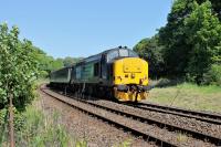 DRS 37425 <I>Sir Robert McAlpine/Concrete Bob</I> working the 2C47 Preston to Barrow-in-Furness service on 26th May 2017. Photographed from the grounds of Furness Abbey as it passed through the closed station of the same name.<br><br>[Mark Bartlett 26/05/2017]