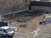 Work on foundations in progress on 31st May 2017. This is just north of the passageway from the low level platforms to the North Hanover Street exit.<br><br>[Colin McDonald 31/05/2017]