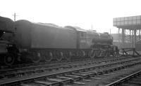 A3 Pacific no 60098 <I>'Spion Kop'</I> awaiting disposal in the yard at Bathgate in November 1963. Officially withdrawn from St Margarets the previous month, the locomotive was eventually cut up at Inverurie Works in February 1964.<br><br>[K A Gray 18/11/1963]