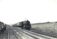 Black 5 44723 approaching New Cumnock with a St Enoch - Carlisle train on 29 July 1961. Bank Junction is visible in the background. [Ref query 1047]<br><br>[G H Robin collection by courtesy of the Mitchell Library, Glasgow //]