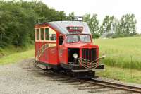 The Goose, a 4w-4wPM railcar based on a Morris Commercial chassis. This was constructed at Stafold Barn in 2015 as a representation of similar American railroad vehicles. Seen carrying visitors at the June 2017 Open Day.<br><br>[Peter Todd 10/06/2017]