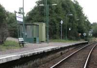 The wayside platform at Lochielside, midway between Fort William and Glenfinnan. View east on 27 September 2005, with Loch Eil itself off picture to the right. <br><br>[John Furnevel 27/09/2005]