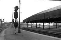 As it is the 51st anniversary of the closure of St Enoch (Sunday, 26th June,1966) here is a suitable view of the station as it was that day - the station throat looking to the signal box, taken on that fateful Sunday.<br><br>[Colin Miller 26/06/1966]