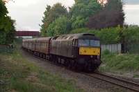 West Coast Railways Class 47 “Chris Fudge” (formerly 47 747) passes the site of the former Alloa West level crossing on the rear of the “Cathedral’s Express” on Sunday 14th May 2017. Hundreds of people had turned out to see this train. Not for the Class 47 of course, but for the rather more famous steam loco on the front – the Flying Scotsman.<br>
<br>
<br><br>[Mark Dufton 14/05/2017]