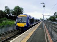 Unusually, this Maryhill line service at Anniesland is formed of a 170 with<br>
first class accommodation. Filling in for the usual fare, I expect.<br><br>[David Panton 17/06/2017]