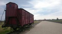 Van with elevated Guard's accommodation, displayed in the sidings outside Birkenau concentration camp in Poland on 19th June 2017.<br><br>[Alan Cormack 19/06/2017]