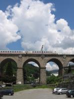 A driving van trailer leads the Fridays and Saturdays only Intercity<br>
(IC) train across Hornberg viaduct on 2nd June 2017, having set out from distant<br>
Emden (on the North Sea coast) at 06.34. It would reach its destination at<br>
Konstanz on the Bodensee (Lake Constance) at 16.45. These two services - and<br>
balancing northbound workings on Saturdays and Sundays - are the only<br>
regular long-distance passenger services to operate over the<br>
Schwarzwaldbahn.<br><br>[David Spaven 02/06/2017]