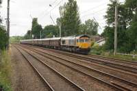 GBRF 66744 'Crossrail' hauls the 1Z75 <I>Royal Scotsman</I> on the first day of the <I>'Grand Tour of Great Britain'</I> towards Chester on 09 July 2017. 66746 which had led from Dundee to Edinburgh [see image 59935] where 66744 was evidently added as a substitute for non-starter 66743. <br><br>[John McIntyre 09/07/2017]