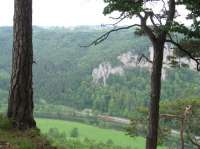 A DB Interregio-Express (IRE) on an Ulm-Donaueschingen service on 6th June 2017 is dwarfed by its natural surroundings (including limestone outcrops) in the Danube (Donau) gorge, less than 50 miles from its source in the Black Forest.<br><br>[David Spaven 06/06/2017]
