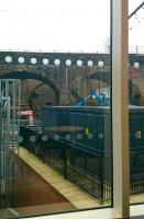 Looking south towards Slateford Viaduct from Sainsbury's cafe on 26 February 2016, with the Union Canal aqueduct visible in the background. [Ref query 4547]<br><br>[Andy Furnevel 26/02/2016]