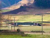 The viaduct that once carried the Talla Railway over the Tweed at Glenrusco near Tweedsmuir and which now carries a large part of Edinburgh's water supply. Photographed in 2004 from a lay-by alongside the A701 road. <br><br>[John Furnevel 13/11/2004]