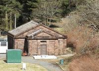 Area below Talla dam in 2004. The remains of Victoria Lodge platform can be clearly seen above the roof of the measuring house. <br><br>[John Furnevel 13/11/2004]