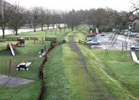 View east from the Tweed Bridge along the south bank of the river in 2005 showing the route of the former line from the Caledonian station (behind the camera) which crossed the river in the distance to link with the NB system on the north side [see image 29949].<br><br>[John Furnevel 20/01/2005]