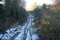 Looking west towards the former Broughton station site from the A701 bridge in 2005.<br><br>[John Furnevel 30/11/2005]