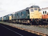 D7588 at the head of a lineup at Heaton Mersey shed in June 1969.<br><br>[John Furnevel 01/06/1969]