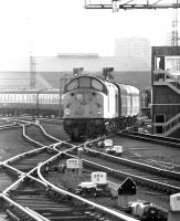 Class 40 with a Liverpool - Newcastle service approaching Leeds in June 1972 during changes to signalling and track layout.<br><br>[John Furnevel 19/06/1972]