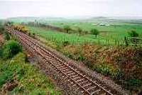 Challoch Junction looking east. The line from Girvan is in the foreground and the closed line from Dumfries is further away running parallel.<br><br>[Ewan Crawford //]