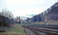 The view west from Callander station on 12 April 1963. [See image 18065]<br><br>[John Robin 12/04/1963]