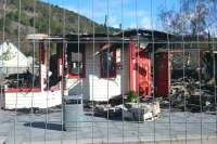 Ballater station fire May 2015 - restaurant entrance.<br><br>[Drew McLelland 18/05/2015]