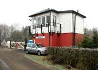 Holywood signal box in January 2006, looking west over the crossing.<br><br>[John Furnevel 31/01/2006]