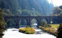 Neidpath Viaduct, west of Peeles, looking south along the Tweed. 2002.<br><br>[John Furnevel //2002]