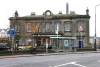 The original eastern terminus of the Edinburgh & Glasgow Railway at Haymarket on a cold February morning in 2006. The steps down to the car park and site of the old coal yard are on the right. You could smell the coffee from here. Yes, I did...<br><br>[John Furnevel 19/02/2006]