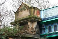 Part of an abutment of the former Caledonian Railway bridge over Roseburn Terrace, just south of Murrayfield station, in February 2006. The CR initials are formed within the recess.<br><br>[John Furnevel 19/02/2006]