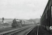 44720 passes Perth shed with Northbound train.<br><br>[John Robin 14/09/1963]