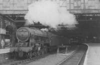46166 <I>London Rifle Brigade</I> leaves Perth with a southbound parcels train in the summer of 1963. [See image 38550]<br><br>[John Robin 14/08/1963]
