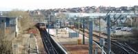 Airdrie looking east. The former Bathgate route platforms are to the left.<br><br>[Ewan Crawford //]