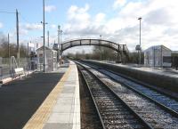 Looking east along the platform at Fauldhouse on a cold day in February 2006 following a sprinkling of snow.<br><br>[John Furnevel 13/02/2006]