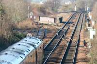 View west over Newbridge Junction on 12 March 2006, with an Edinburgh - Glasgow shuttle service about to run through.<br><br>[John Furnevel 12/03/2006]