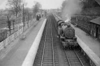 Arriving at Bridge of Weir. 2.6.4T 42190 on Glasgow (St Enoch) - Greenock (Princes Pier) train.<br><br>[G H Robin collection by courtesy of the Mitchell Library, Glasgow 21/04/1954]