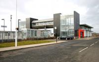 The Northside entrance to Edinburgh Park station in March 2006.<br><br>[John Furnevel 06/03/2006]