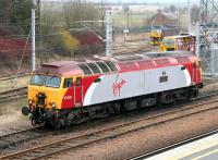 Virgin <I>Thunderbird</I> no 57308 <I>Tin Tin</I> is standby locomotive at Carstairs on 1 March 2006.<br><br>[John Furnevel 01/03/2006]