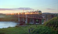A southbound pair of 86s lit by the setting sun at Float Viaduct in 1989.<br><br>[Ewan Crawford //1989]