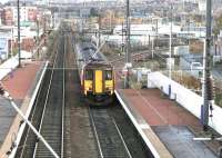 A ScotRail Edinburgh Waverley - Glasgow Central service runs into Slateford station on 1 November 2004.<br><br>[John Furnevel 01/11/2004]