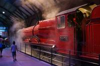 GWR 4-6-0 5972 'Olton Hall' aka 'Hogwarts Castle' all 'steamed up' at the recreation of Kings Cross platform 9 and three quarters in the Warner Brothers studios at Leavesden, Watford.<br><br>[John McIntyre 17/06/2017]