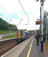 ScotRail 380010 arriving at Musselburgh on 29 July 2017 with the 1651 North Berwick - Edinburgh.<br><br>[Andy Furnevel 29/07/2017]