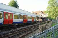 Looking back towards the buffers at Watford London Underground station in June 2017. The 1925 station building is set above the terminal platforms.<br><br>[John McIntyre 16/06/2017]