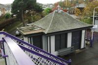 A delightful small Highland Railway station building at Nairn in 2005. This building is to be found hard beside the footbridge on the Inverness bound platform. The waiting room, also in timber, is off to the right. (The main station building is on the Aberdeen bound platform.)<br><br>[Ewan Crawford 02/11/2005]