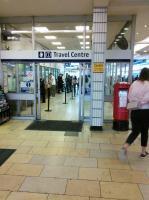 The travel centre at Queen Street seen on its last day of operation, 5 August. The next day it moved to its new home in a former pub across the road in Dundas Street. There it will remain for the next 3 years or so when it will move back into a revamped Queen Street.<br><br>[David Panton 05/08/2017]