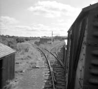 Looking back from the cab of a class 08 at the head of the branch goods leaving Greenlaw in 1965. <br><br>[Bruce McCartney 16/07/1965]