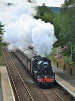 The first SRPS 'The Forth Bridge & Scottish Borders' of August nears Rosyth behind Black Five 45407.<br><br>[Bill Roberton 12/05/2017]