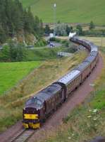 The first SRPS 'The Forth Bridge & Scottish Borders' of August approaches Galabank Junction. 37685 brings up the rear.<br><br>[Bill Roberton 06/08/2017]