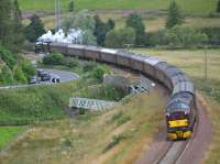 The first SRPS 'The Forth Bridge & Scottish Borders' of August approaches Galabank Junction with 37685 bringing up the rear.<br><br>[Bill Roberton 06/08/2017]
