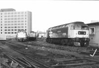 D200 and class 47s in Guild Street Goods on the curve formerly giving access to the harbour in 1985.<br><br>[Crinan Dunbar //1985]