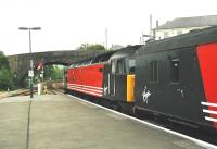 A Penzance - Glasgow Central Virgin CrossCountry service calls at Par on 1 June 2002.<br><br>[Ian Dinmore 01/06/2002]